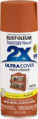 Rust-Oleum - Cinnamon, Satin, Enamel Spray Paint - 8 Sq Ft per Can, 12 oz Container, Use on Multipurpose - Exact Industrial Supply