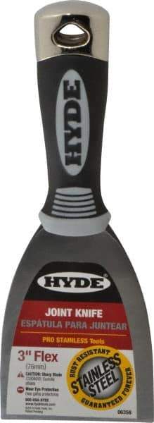 Hyde Tools - Flexible Stainless Steel Scraper - 3" Blade Width x 4" Blade Length, 4-1/4" Long Cushioned Grip Handle - Exact Industrial Supply