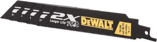 DeWALT - 6" Long x 1" Thick, Bi-Metal Reciprocating Saw Blade - Straight Profile, 14 to 18 TPI, Toothed Edge - Exact Industrial Supply