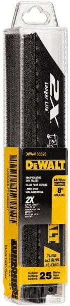 DeWALT - 8" Long x 1" Thick, Bi-Metal Reciprocating Saw Blade - Straight Profile, 14 to 18 TPI, Toothed Edge - Exact Industrial Supply