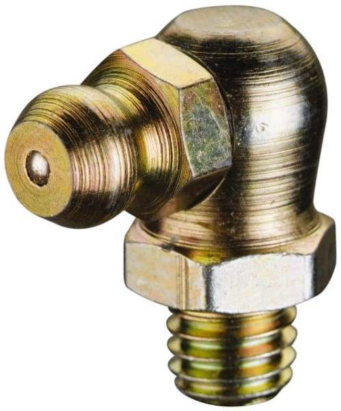 PRO-LUBE - 90° Head Angle, 1/4-18 NPT Steel Standard Grease Fitting - 9/16" Hex, 24mm Overall Height, 9.27mm Shank Length, Zinc Plated Finish - Exact Industrial Supply