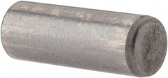 Made in USA - 5mm Diam x 14mm Pin Length Alloy Steel Standard Dowel Pin - Bright Finish, C 47-58 & C 60 (Surface) Hardness, 1 Beveled & 1 Rounded End - Exact Industrial Supply