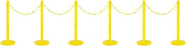 PRO-SAFE - 40" High Plastic Pedestrian Warning Post Kit - 50' Long Rope - Exact Industrial Supply