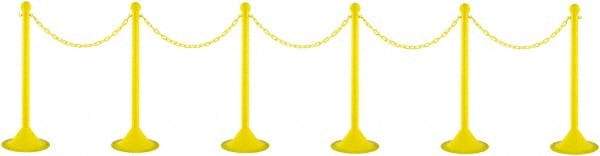 PRO-SAFE - 41" High Plastic Pedestrian Warning Post Kit - 50' Long Rope - Exact Industrial Supply