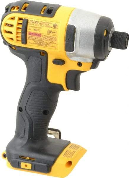 DeWALT - 20 Volt, 1/4" Drive, 117 Ft/Lb Torque, Cordless Impact Driver - Pistol Grip Handle, 2800 RPM, Lithium-Ion, Bare Tool - Exact Industrial Supply