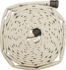 Dixon Valve & Coupling - 1-1/2" ID, 360 Working psi, White Polyester Fire Hose - Male x Female NST (NH) Ends, 50' Long, 1,080 Burst psi - Exact Industrial Supply