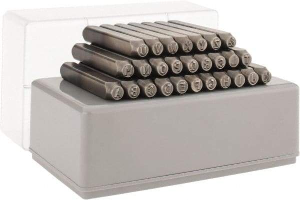 C.H. Hanson - 27 Piece, 5/32" Character Steel Stamp Set - Letters, Heavy Duty - Exact Industrial Supply