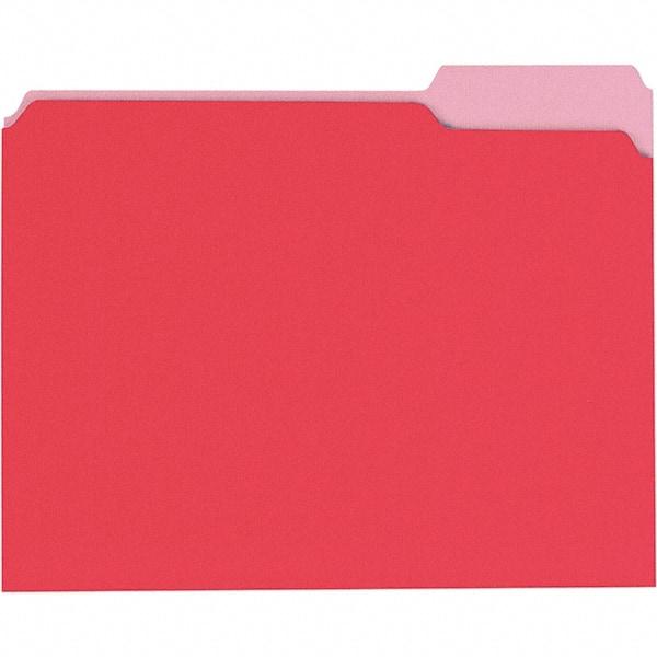 Universal One - 8-1/2 x 11", Letter Size, Red/Light Red, File Folders with Top Tab - 11 Point Stock, 1/3 Tab Cut Location - Exact Industrial Supply