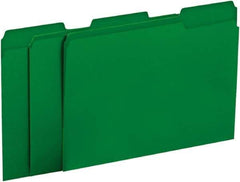 UNIVERSAL - 8-1/2 x 11", Letter Size, Green, File Folders with Top Tab - 11 Point Stock, 1/3 Tab Cut Location - Exact Industrial Supply