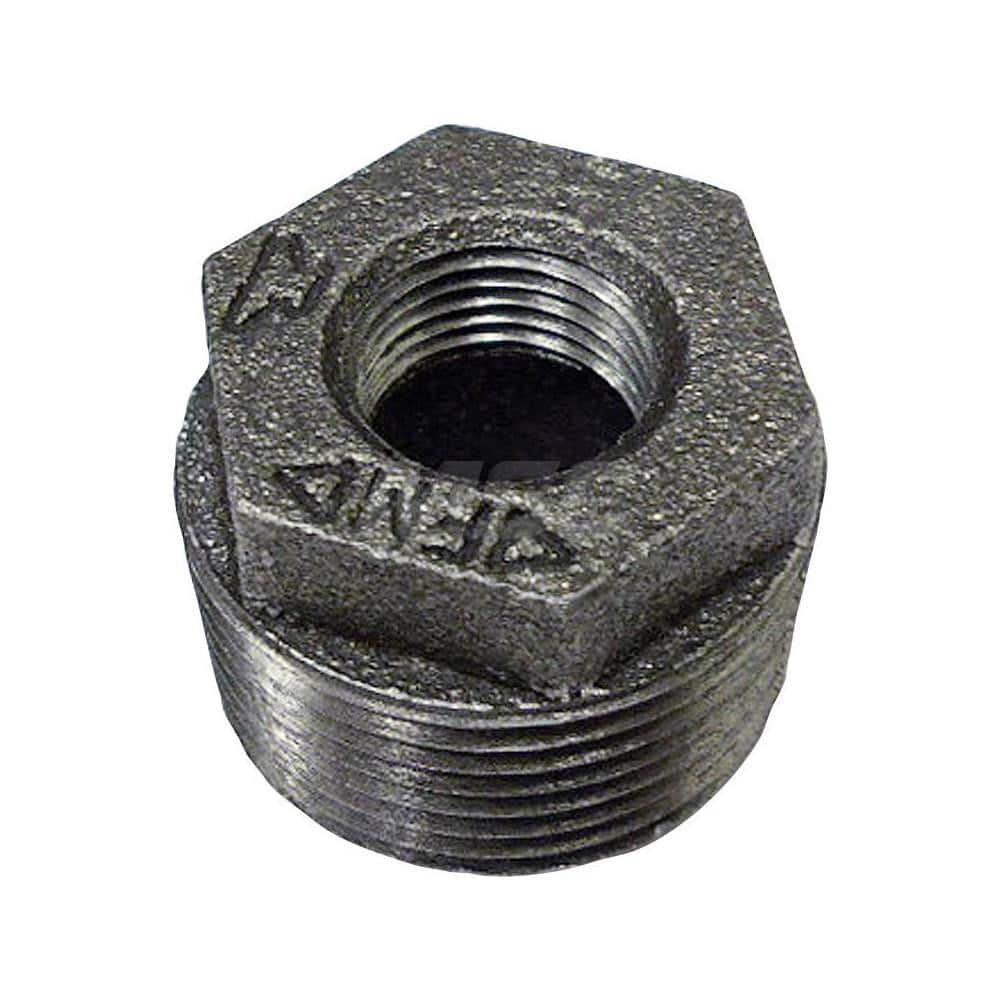 Black Hex Bushing: 10 x 8″, 125 psi, Threaded Cast Iron, Black Finish, Class 125