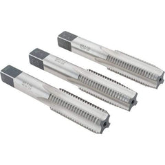 Made in USA - M20x2.50 Metric Coarse, 4 Flute, Bottoming, Plug & Taper, Bright Finish, High Speed Steel Tap Set - Right Hand Cut, 4-15/32" OAL, 2" Thread Length - Exact Industrial Supply