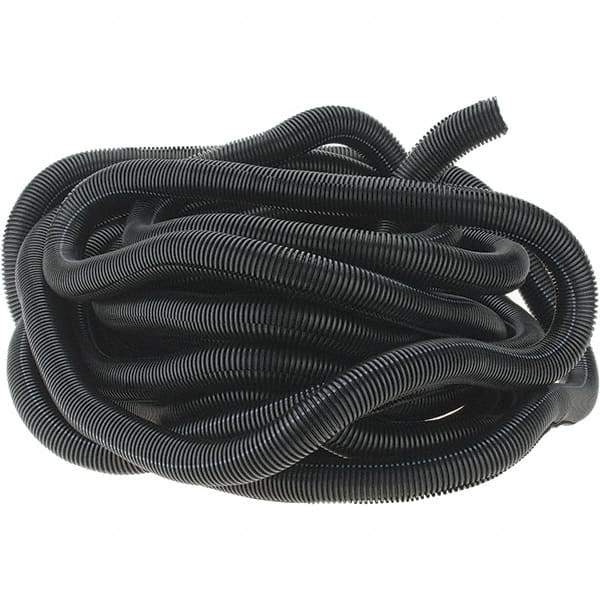 Value Collection - 0.95" ID, Black/Gray Nylon Corrugated Cable Sleeve - 50' Coil Length, -40 to 300°F - Exact Industrial Supply