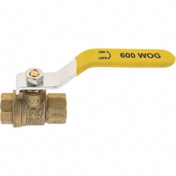 Value Collection - 1/4" Pipe, Brass Full Port Ball Valve - 2 Piece, NPT Ends, Lever Handle, 600 WOG, 150 WSP - Exact Industrial Supply