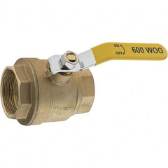 Value Collection - 2" Pipe, Brass Full Port Ball Valve - 2 Piece, NPT Ends, Lever Handle, 600 WOG, 150 WSP - Exact Industrial Supply