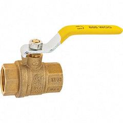 Value Collection - 3/4" Pipe, Brass Full Port Ball Valve - 2 Piece, NPT Ends, Lever Handle, 600 WOG, 150 WSP - Exact Industrial Supply