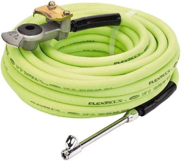 Legacy - Air Compressor Truck Tire Inflator Kit - 300 psi, 3/8" ID x 50' Flexzilla Air Hose; Glad-Hand Attachment; 30° Dual Air Chuck - Exact Industrial Supply