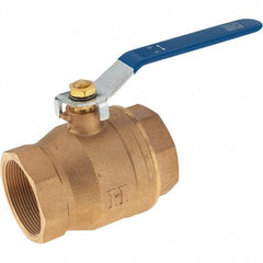 Value Collection - 2" Pipe, Bronze Full Port Ball Valve - 2 Piece, NPT Ends, Lever Handle, 600 WOG, 150 WSP - Exact Industrial Supply