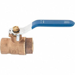Value Collection - 1/2" Pipe, Bronze Full Port Ball Valve - 2 Piece, NPT Ends, Lever Handle, 600 WOG, 150 WSP - Exact Industrial Supply