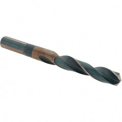 Made in USA - 17/32" High Speed Steel, 135° Point, Round with Flats Shank Maintenance Drill Bit - Exact Industrial Supply