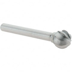 Value Collection - 1/2" Cut Diam, 1/4" Shank Diam, Ball Head Burr - Carbide, 7/16" LOC, 2-7/16" OAL - Exact Industrial Supply