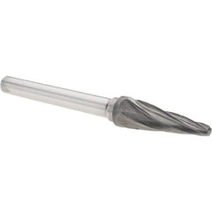 Value Collection - 3/8" Cut Diam, 1/4" Shank Diam, Taper Head Burr - Carbide, Radius End, 1-1/16" LOC, 3-1/16" OAL - Exact Industrial Supply