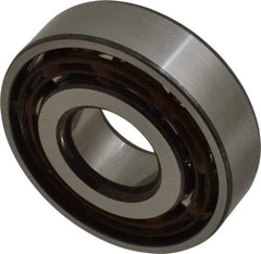 SKF - 20mm Bore Diam, 52mm OD, Open Angular Contact Radial Ball Bearing - 15mm Wide, 1 Row, Round Bore, 10,400 Lb Static Capacity, 17,400 Lb Dynamic Capacity - Exact Industrial Supply