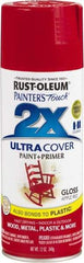 Rust-Oleum - Apple Red, Gloss, Enamel Spray Paint - 8 to 12 Sq Ft per Can, 12 oz Container - Exact Industrial Supply