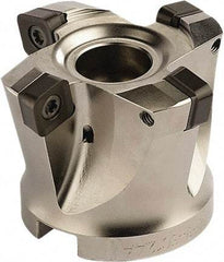 Seco - 5 Inserts, 2.4803" Cutter Diam, 0.0787" Max Depth of Cut, Indexable High-Feed Face Mill - 1.063" Arbor Hole Diam, 0.4882" Keyway Width, 1.9685" High, SCE.. 1206.. Inserts - Exact Industrial Supply