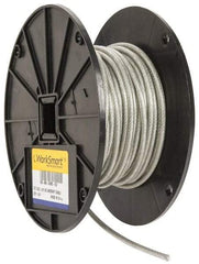Value Collection - 3/16" x 3/32" Diam, Aircraft Cable - 920 Lb Breaking Strength, 7 x 7 Strand Core, Vinyl Coating - Exact Industrial Supply
