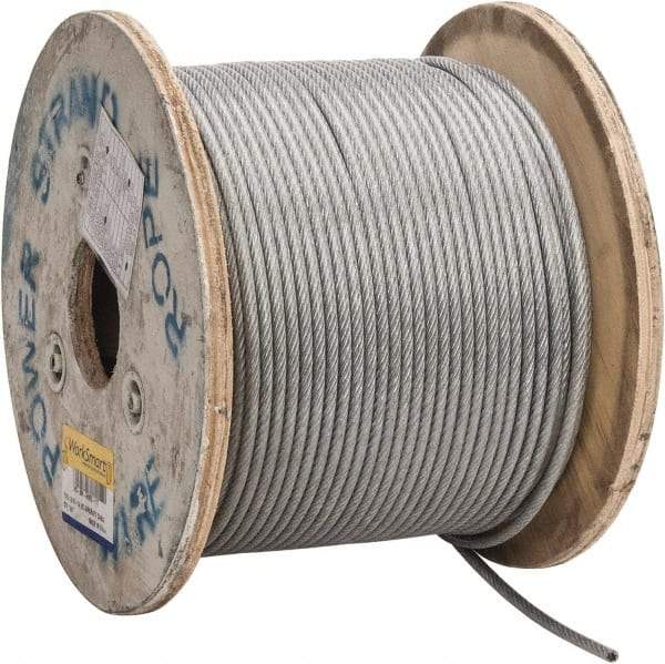 Value Collection - 1/4" x 3/16" Diam, Aircraft Cable - 4,200 Lb Breaking Strength, 7 x 19 Strand Core, Vinyl Coating - Exact Industrial Supply