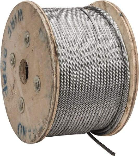 Value Collection - 1/4" Diam, Galvanized Steel Wire Rope - 7,000 Lb Breaking Strength, 7 x 19 Strand Core - Exact Industrial Supply