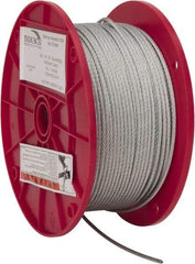 Value Collection - 1/8" Diam, Aircraft Cable - 1,700 Lb Breaking Strength, 7 x 7 Strand Core - Exact Industrial Supply