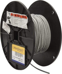 Value Collection - 1/8" Diam, Aircraft Cable - 1,700 Lb Breaking Strength, 7 x 7 Strand Core - Exact Industrial Supply