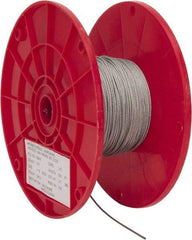 Value Collection - 1/16" Diam, Aircraft Cable - 480 Lb Breaking Strength, 7 x 7 Strand Core - Exact Industrial Supply