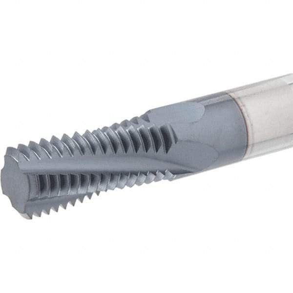 Iscar - M10x1.50 ISO, 0.3071" Cutting Diam, 3 Flute, Solid Carbide Helical Flute Thread Mill - Internal Thread, 23mm LOC, 64mm OAL, 8mm Shank Diam - Exact Industrial Supply
