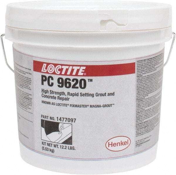 Loctite - 128 Fluid Ounce Container, Gray, Tub Magnesium Phosphate Construction Adhesive - Series Magna-Grout, 15 to 22 min Fixture Time, Indoor, Outdoor - Exact Industrial Supply