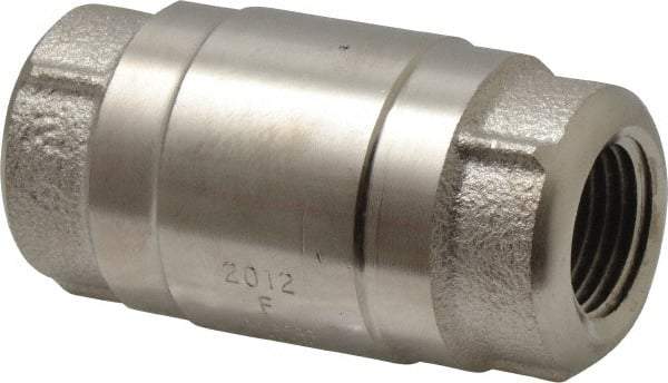 Strataflo - 1/2" Nickel Plated Brass Check Valve - Inline, FNPT x FNPT, 400 WOG - Exact Industrial Supply