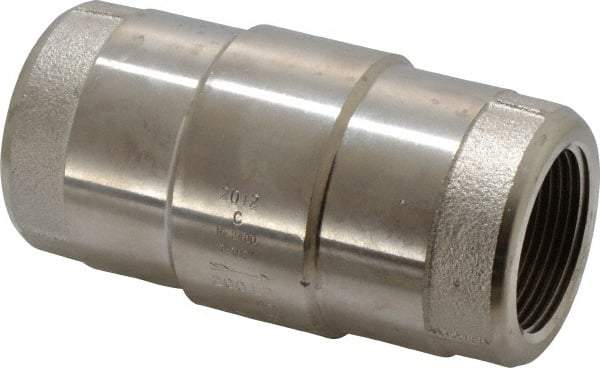 Strataflo - 1-1/4" Nickel Plated Brass Check Valve - Inline, FNPT x FNPT, 400 WOG - Exact Industrial Supply