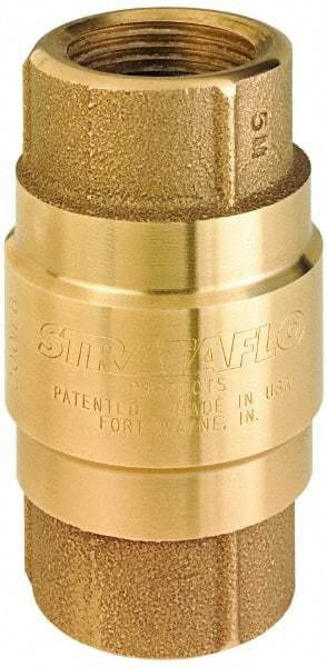 Strataflo - 1-1/4" Brass Check Valve - Inline, FNPT x FNPT, 200 WOG - Exact Industrial Supply