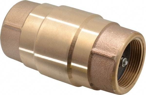 Strataflo - 1-1/2" Brass Check Valve - Inline, FNPT x FNPT, 200 WOG - Exact Industrial Supply