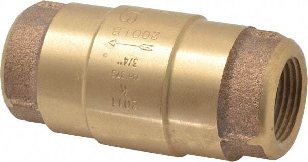 Strataflo - 3/4" Brass Check Valve - Inline, FNPT x FNPT, 200 WOG - Exact Industrial Supply