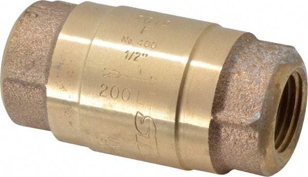 Strataflo - 1/2" Brass Check Valve - Inline, FNPT x FNPT, 400 WOG - Exact Industrial Supply
