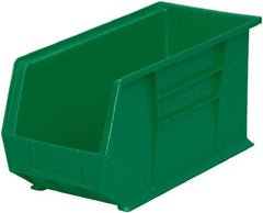 Akro-Mils - 60 Lb. Load Capacity, 18" Deep, Green Polymer Hopper Stacking Bin - 9" High x 8-1/4" Wide x 18" Long - Exact Industrial Supply