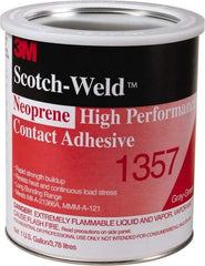 3M - 1 Gal Can Light Yellow Contact Adhesive - Series 1357, 30 min Working Time, Bonds to Polystyrene Foam Panels, Rubber, Vinyl Floor, Wall Lining & Flooring - Exact Industrial Supply