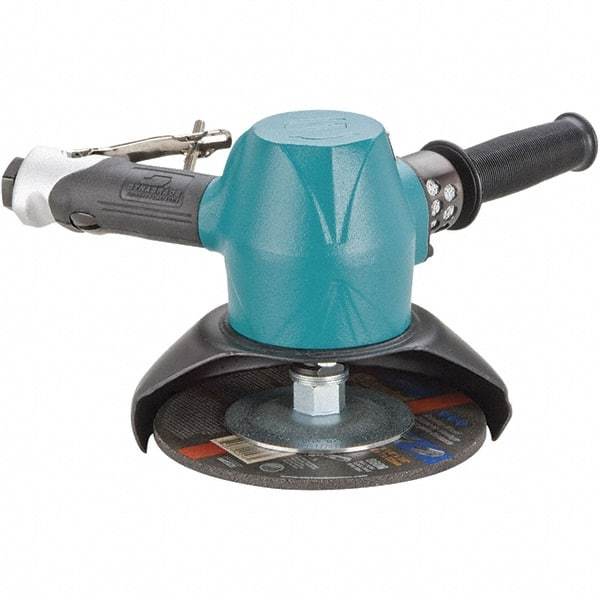 Dynabrade - 7" Wheel Diam, 6,000 RPM, Pneumatic Angle & Disc Grinder - 5/8-11 Spindle, 89 CFM, Rear Exhaust - Exact Industrial Supply