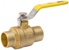 Value Collection - 3/4" Pipe, Full Port, Brass Packing Gland Ball Valve - Inline - Two Way Flow, C x C Ends, Lever Handle, 600 WOG, 150 WSP - Exact Industrial Supply