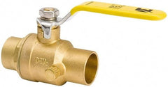 Value Collection - 3/4" Pipe, Full Port, Brass Side Drain Ball Valve - Inline - Two Way Flow, C x C Ends, Lever Handle, 500 WOG, 150 WSP - Exact Industrial Supply