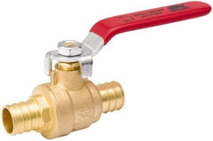 Value Collection - 1/2" Pipe, Full Port, Brass Standard Ball Valve - Inline - Two Way Flow, Pex Ends, Lever Handle, 600 WOG, 150 WSP - Exact Industrial Supply