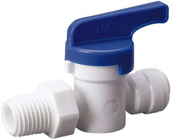 Value Collection - 3/8 x 3/8" Pipe, Full Port, Polysulfone Standard Ball Valve - Inline - Two Way Flow, Push Fit Ends, Lever Handle, 250 WOG, 200 WSP - Exact Industrial Supply