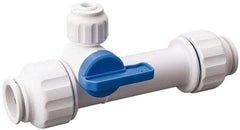 Value Collection - 3/4 x 1/4" Pipe, Full Port, Polysulfone Standard Ball Valve - Inline - Two Way Flow, Push Fit Ends, Lever Handle, 250 WOG, 200 WSP - Exact Industrial Supply